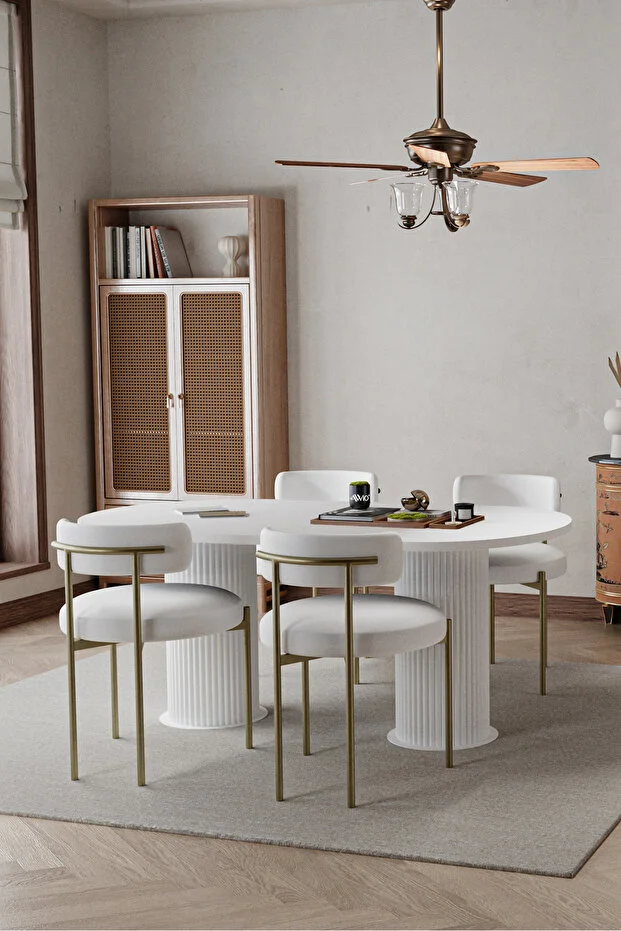 West Beyaz Bohem Ayak 80x140 Yemek Masası & Mutfak Masası & Salon Masası Masa Sandalye Takımı